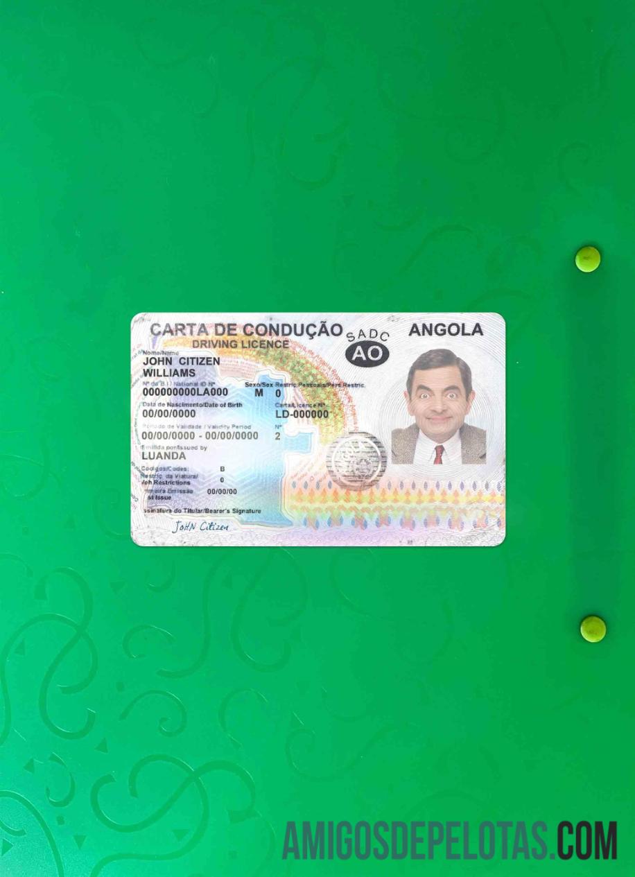 Carta de Condução de Angola 2018 2028 fotolook frente exemplo